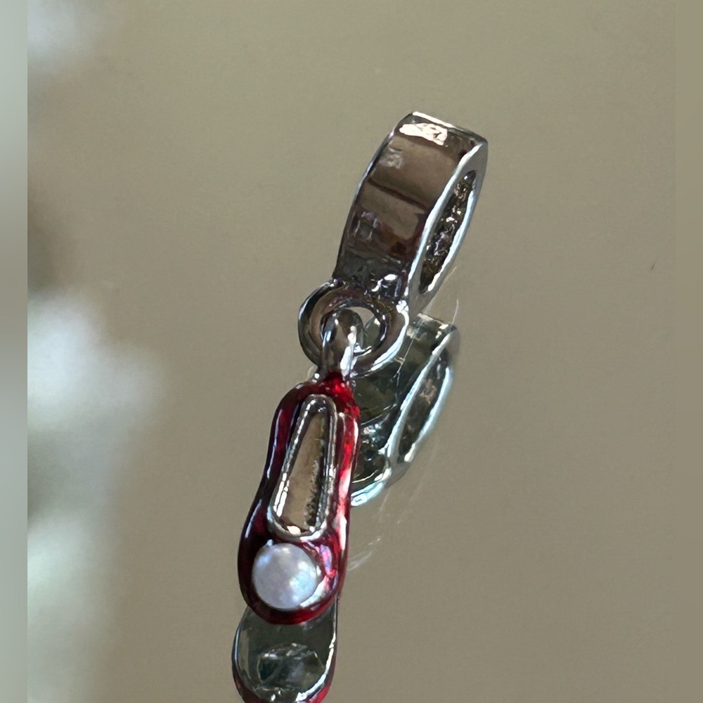 Shoe Charm for bracelet red w/pearl New